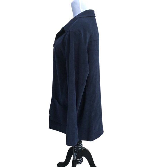 Vintage Worthington Womens Faux Suede Navy Blazer Moleskin Jacket Career Sz 16P - Picture 2 of 8